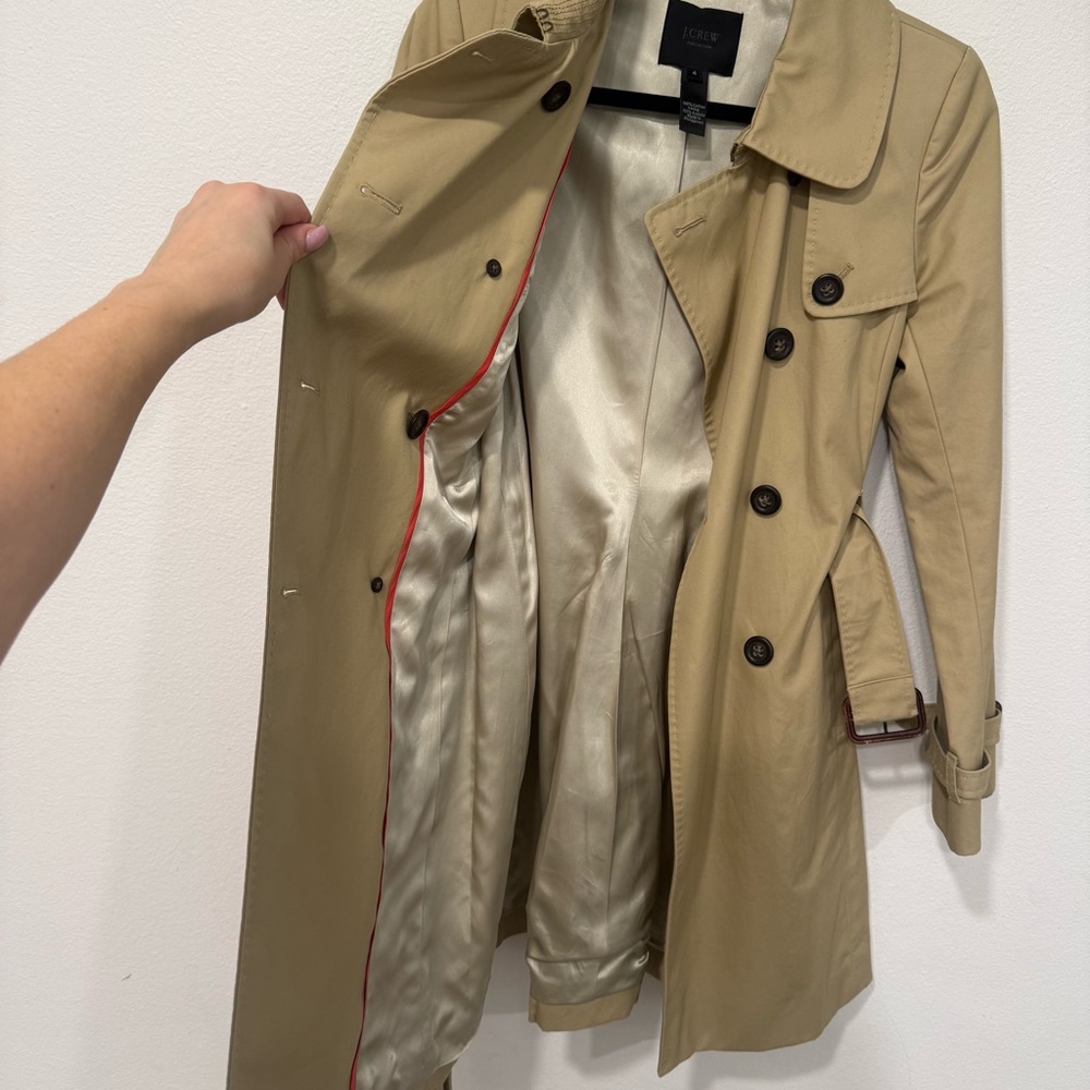 J. Crew Collection Light Khaki Tan Icon Trench Coat 4 - Picture 4 of 5